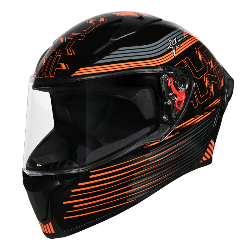 F/F HELMET STUDDS THUNDER D11 GLOSSY BLACK N10 ORANGE