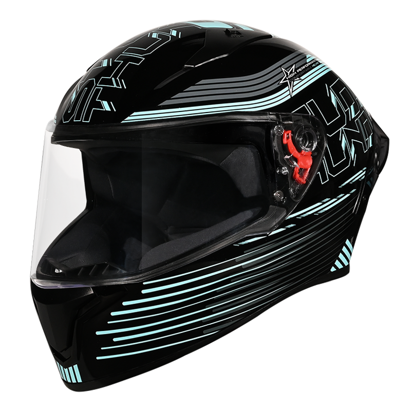STUDDS THUNDER D11 BLACK N1 C/V (L) WITH SPOILER AND MIRROR VISOR