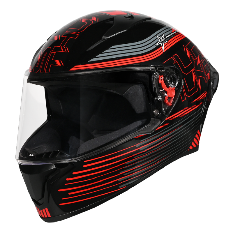 STUDDS THUNDER D11 BLACK N2 C/V (XL) WITH SPOILER AND MIRROR VISOR