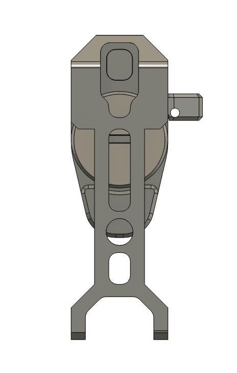 1.36 Rear View of the Assembled Upper Receiver showing the integrated Brace Release Button, Charging Handle, and the total incorporation of the Brace Rails within the overall width of the Receiver Kit.